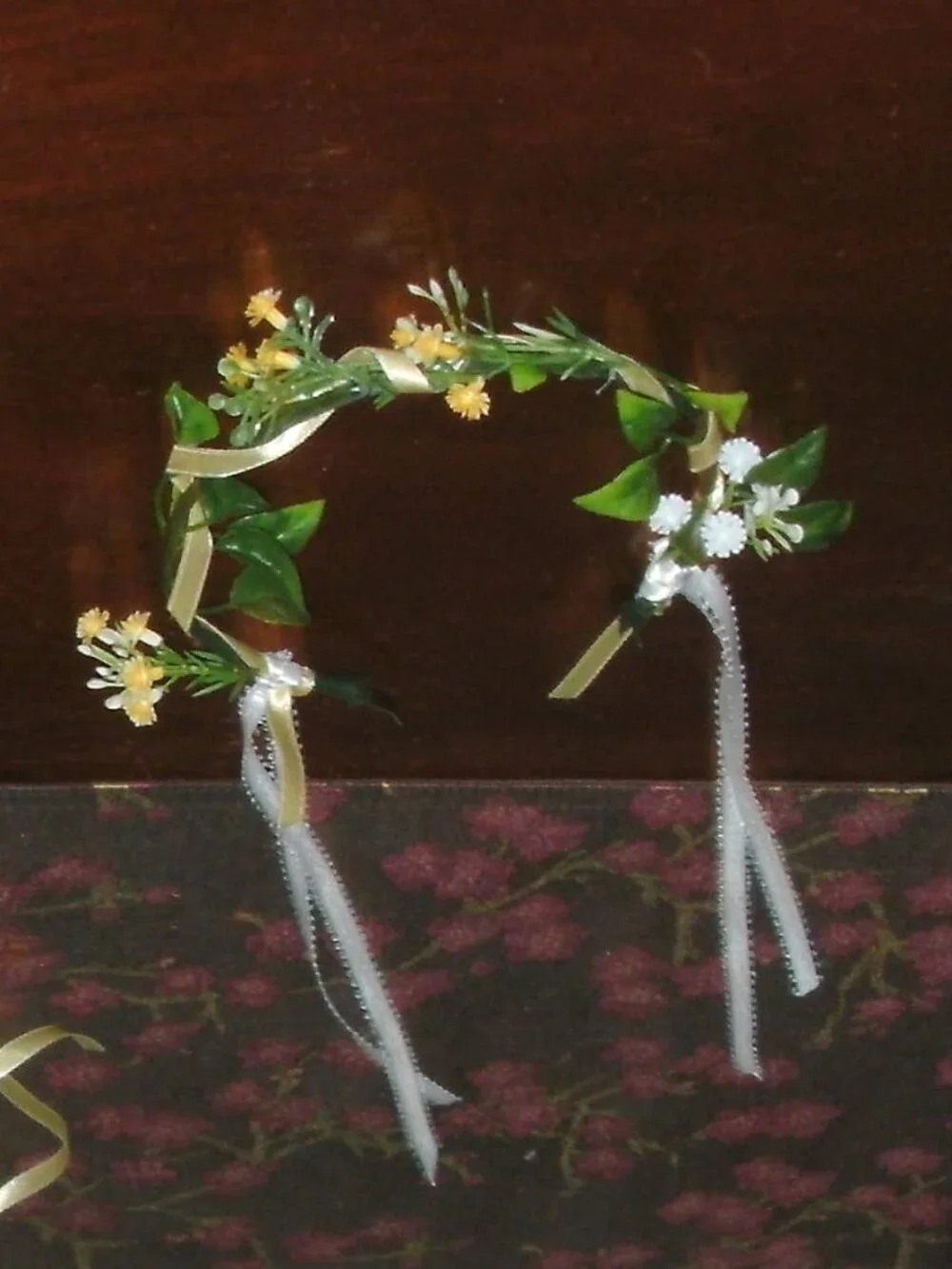 3 NEW Flower Fairy Princess Crown Headbands with Colorful Ribbons Handcrafted OS